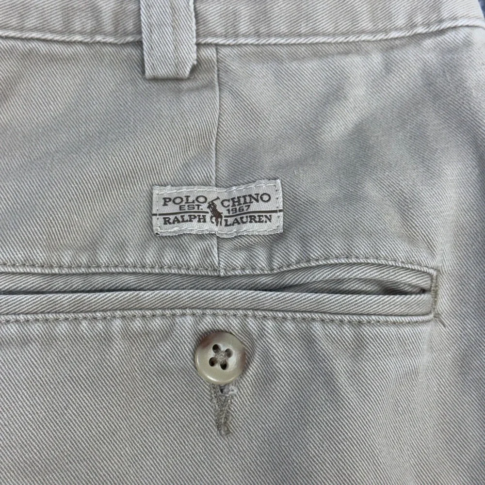 Polo Ralph Lauren Andrew Pant Mens 38x32 Beige Pleated Chino Cotton Trousers